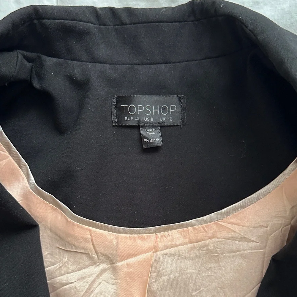 Topshop Black Tailored Blazer with Pale Pink Lining - Picture 5 of 9